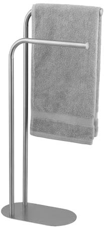 Wenko Portasciugamani MOD. Levante autoportante Design Moderno in Acciaio Inox salvaspazio Metallo Satinato per Bagno 30 x 79 x 17 cm Argento Opaco