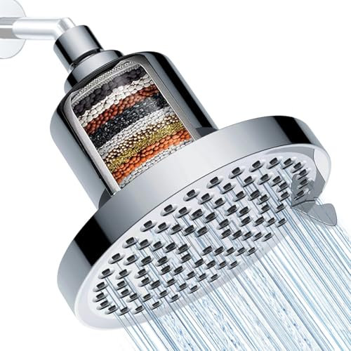 JINYOMFLY Soffione Doccia con Filtro a 20 Fasi, 7 Modalità Soffione Doccia a Pioggia, Soffione Doccia Anticalcare, Soffione per Doccia ad Alta Pressione, Regolabile 360°