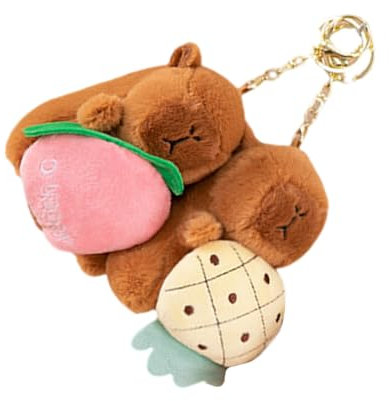 YiQinzcxg Charm Elegant Schöne Capybaras Kostüm Keyring Robustes Plüsch Schlüsselhalter Accessoire Für Modische Frauen Enthusiasten