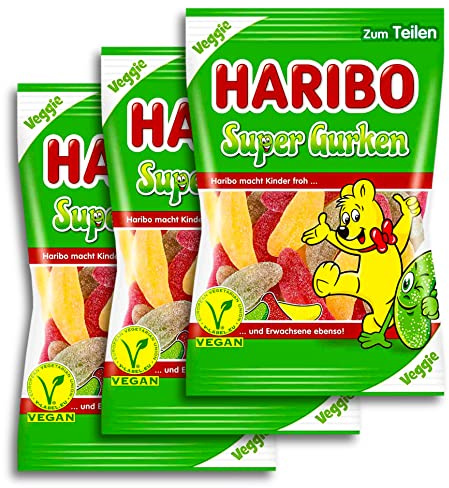 Haribo Fruchtgummi Super Gurken Veggie 3x 175g