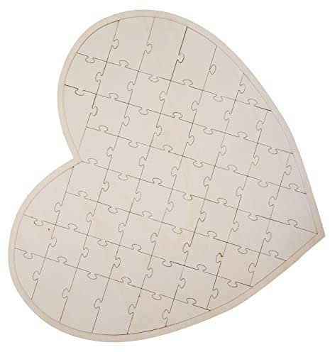 Wooden Heart Jigsaw Puzzle Guest Book, Personalized Wedding Games Craft Decorations, for Message Board