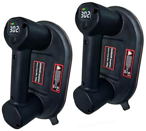 DURDUR 2 confezioni da 300 kg, sollevatore a batteria da 9,4 pollici, sollevatore elettrico a ventosa per piastrelle, con funzione di aspirazione automatica, 2 motori, 2 batterie da 2000 mAh