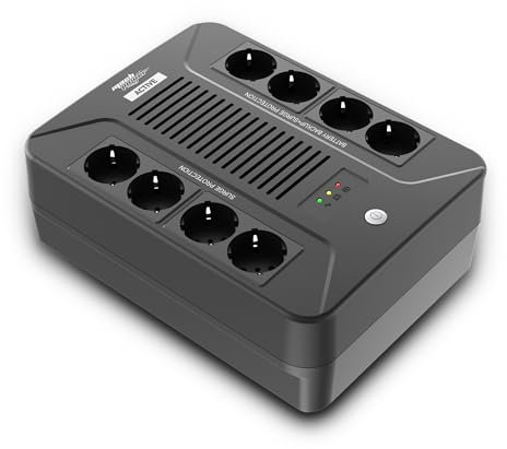 Mach Power UPS Line Interactive 850VA/510W con 8 Uscite Schuko, Batteria 12V/8Ah, Protezione Sovratensioni e Backup, Porta USB, TEL/MODEM, Software incluso (UPS-LIT85PLUG)