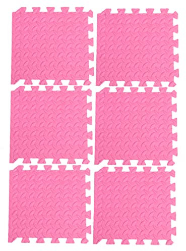 LIOOBO 6pièces Lot de Dalles Eva Emboîtables Motif Tapis Puzzle Jeu Garçon Fille Rembourré Protection Rose