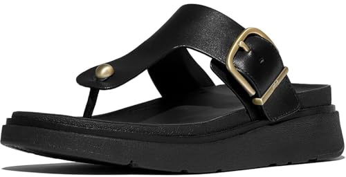 Fitflop Gen-FF Toe-Post Leather Women's Black Sandals - UK 7