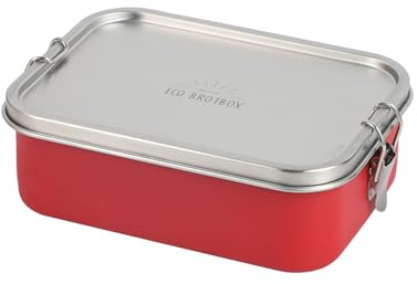 ECO Brotbox Bento Classic - Brotdose mit Fächern 1100ml Rose Red- Lunchbox aus Edelstahl rechteckig - BPA-frei und auslaufsicher - spülmaschinenfeste Vesperbox