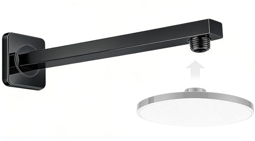 Brausearm 40cm Edelstahl Duscharm Wandarm für Duschbrause Kopfbrause Regenbrause | G1/2 Gewinde | Quadratischer Duschverlängerungsarm Wandmontage | Einfache Montage & Korrosionsschutz