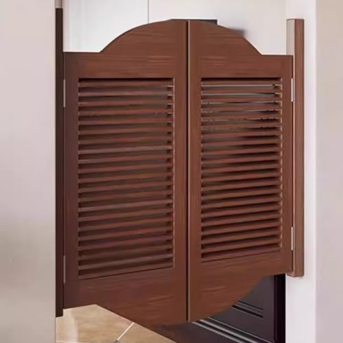 HEFJIAYCIQ Porta A Battente in Legno Massello Per Caffè, Porte Interne A Due Ante Con Cerniere, Chiusura Automatica Per Casa, Ufficio, Ristorante,Marrone,75x100cm