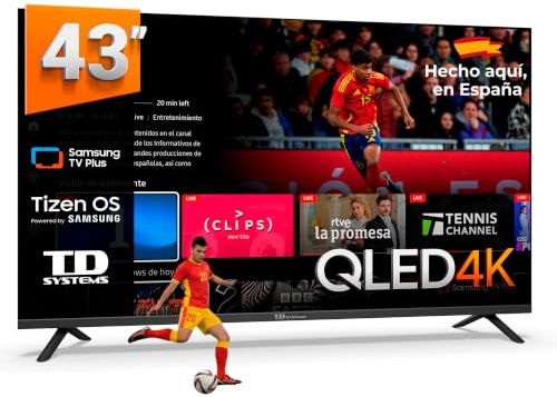 TD Systems - Smart TV 43 Pulgadas QLED 4K con Tizen OS 8.0 Powered by Samsung, Televisión HDR10 con Sintonizador Triple, Televisores del 2026 | PRIME43QC22TIZEN