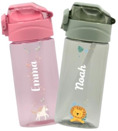BIENMARQUER - 2 Gourdes Enfant Personnalisables pour l'Ecole- 450 ml