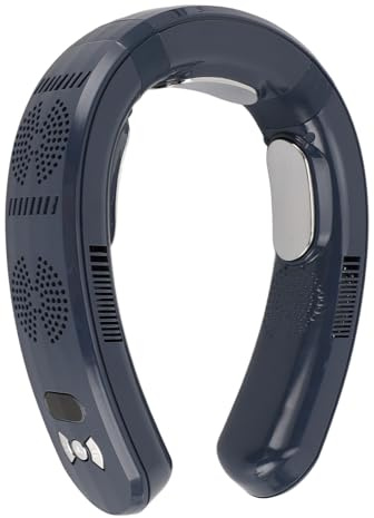 Blaihild Ventilatore da Collo Ricaricabile Senza Lama, Batteria da 6000 MAh, 3 modalità di Raffreddamento, 3 modalità di Riscaldamento, Condizionatore d'aria Personale, Display a LED, Design (blu