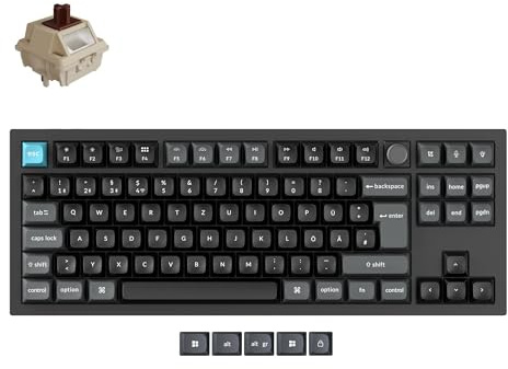 Keychron Q3 Ultra 8K Kabellose Mechanische Tastatur, Brauner Schalter | 80% DE-ISO Vollformat, 8K Hz Abfragerate, ZMK Firmware, 660h Akku, Aluminiumgehäuse, Hot-Swap, RGB, für Mac/Windows