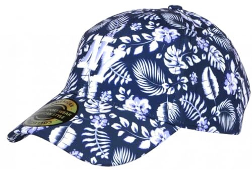 Nyls Création Tropical NY-Kappe, Blau und Weiß, mit tropischer Blume, exotischer Aloha-Stil, Einheitsgröße – Blau