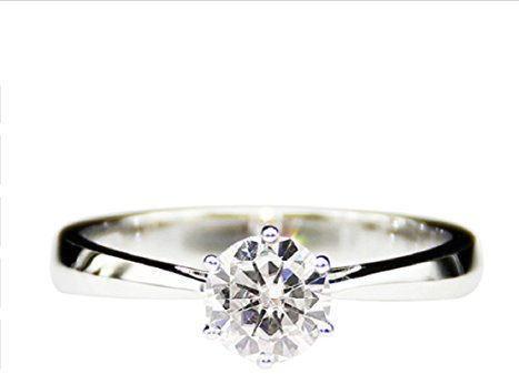 Gowe 0,5 ct Lab gewachsen Diamond Color DEF moissanites 6 Zinken 14 K Weiß Gold Konisch Band