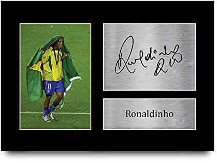 HWC Trading Ronaldinho A4 Ungerahmt Signiert Gedruckt Autogramme Bild Druck-Fotoanzeige Geschenk Für Brazil Fußball Fans