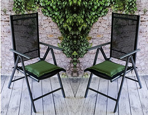 Bankauflage Auflage Sitzauflage Gartenbank Polster Kissen Stuhlkissen Bootkissen Sitzkissen Gartenkissen • Wasserabweisend • 14 Verschiedene Modelle (Stuhlkissen. Grün gestreift 36,50x36,50cm)