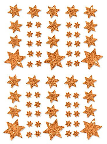Oblique Unique Weihnachts Sterne Sticker Champagner – 68 Glitzer Aufkleber in Sternform – Selbstklebende Deko Sterne für Weihnachten, Basteln und Geschenkverpackungen