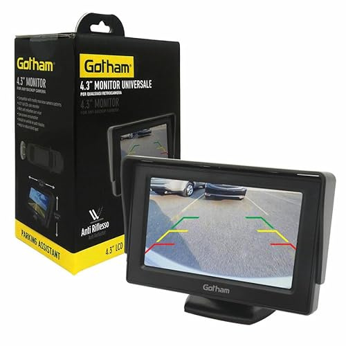 GOTHAM Monitor retrovisore Auto 4,2 TFT LCD | Retrocamera | Visiera antiriflesso | Facile Installazione | Basso consumo | 480x272