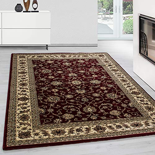 Teppium Kurzflor Teppich Wohnzimmer 200x300 (200 x 290 cm) Rot Vintage Look - Orientteppich Waschbar, Orientalisch Design, Pflegeleicht, Weich - Ideal für Schlafzimmer, Esszimmer und als Küchenteppich