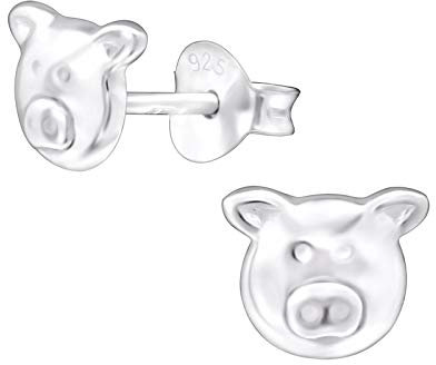 Laimons Mädchen Kids Kinder-Ohrstecker Ohrringe Kinderschmuck Schwein Wutz 7 x 6 mm glanz Sterling Silber 925