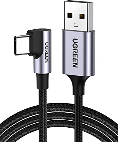 UGREEN 18W, USB to 90 Grad USB-A & USB-C Kabel, 1 Meter, schwarz, ACBUGN50941