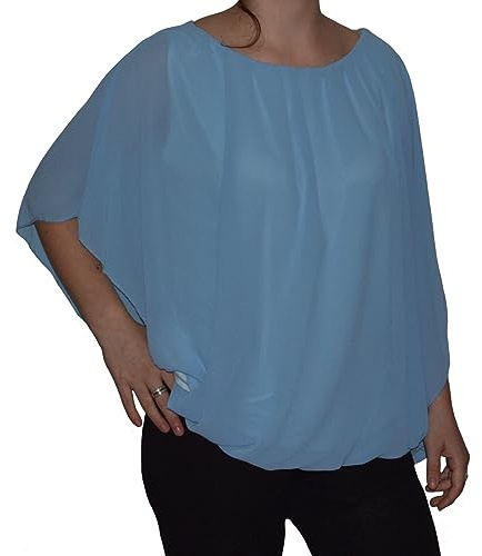 orientalhaus.de Italy Bluse Tunika Carmen Lagenlook Chiffon Ballon Fledermaus Ärmel Top