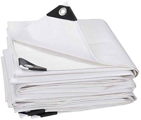 Lestarain Lona Impermeable Universal y Duradera de Lona con Ojales para Muebles， jardín ，Coche ect 280g/m2 Blanco 3X4M