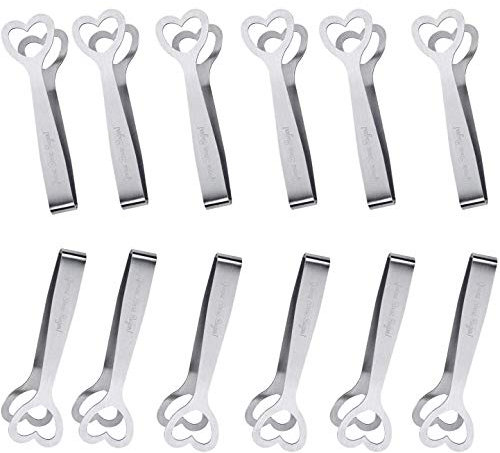 YIKEF Pince à Glaçon Pince à Sucre Pince à Glaçon en Acier Inox Pince Bonbon, pour Dîner BBQ Sucres Carrés Candy Bar-ArgentMariage Buffet (12 Pcs)