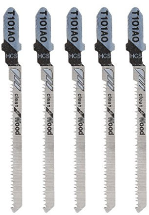 BIlinli 5 Pcs T101AO HCS T-Shank Jigsaw Blades Curve Cutting Tool Kits For Wood Plastic
