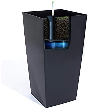 KrysGo Tall Black URBI 50 cm Plastic Flower Pot with Internal Liner and self Watering System