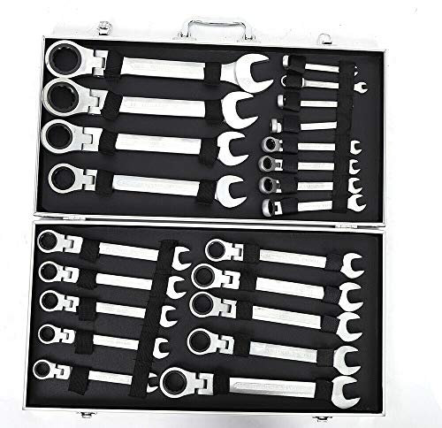 Juego de 22 llaves de carraca articuladas flexibles, de 6 mm a 32 mm (ajustable)