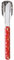 Akinod - Couverts Droits Aimantés 12H34 Hélianthème Rouge - Fourchette + Couteau + Cuillère - Couverts en Acier Inoxydable - Assemblage Aimanté - Couverts Nomades Compacts, Durables et Élégants