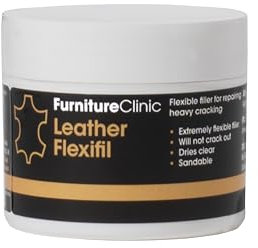 Furniture Clinic Leather Flexifil – Mastic extrêmement flexible utilisé pour réparer les griffures, les trous et les fissures lourdes dans les canapés en cuir, les sièges de voiture (50 ml)