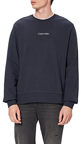 Calvin Klein Felpa con Logo Centrale Maglia di Tuta, Calvin Navy, M Uomo