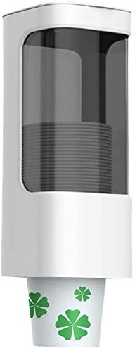 Becherspender Groß Zugtyp Paste oder Schraubplatte montierbar Passend für 7oz bis 12oz Cone oder Flat Bottom Tasse Wasserspender Kühler oder Wand attraktiv im Home Office (Weiß)