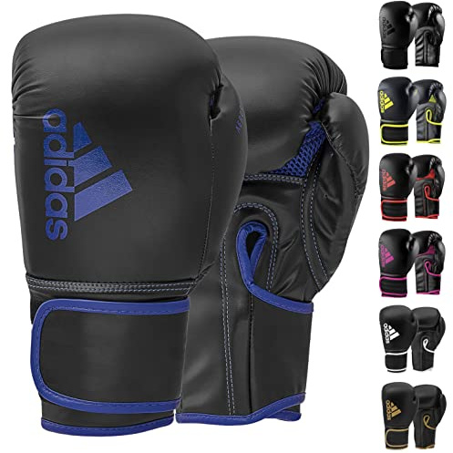 adidas Unisex – Erwachsene Hybrid 80 Boxhandschuhe, Schwarz/Blau, 14 oz EU