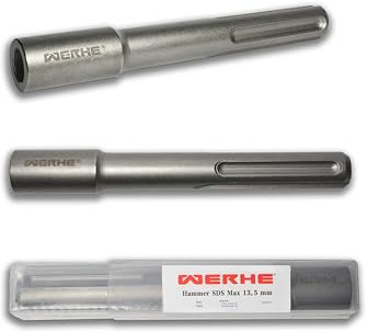 WERHE® Professional SDS Max Erdnageleintreiber zum Einstecken von Tiefenerder Erder Erdung Staberder – Innen durchmesser Ø 13,5 mm 162x22 mm – Jack Hammer Picket Pfosten Driver Treiber