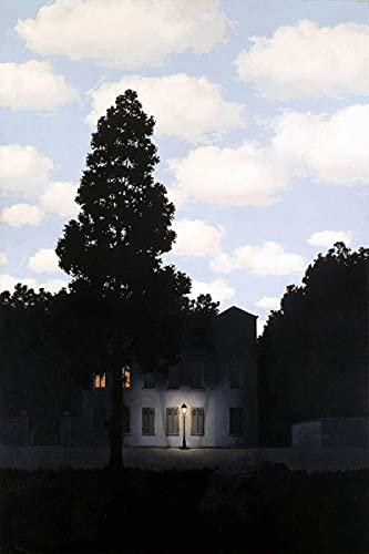 Liuqidong Poster Wandbilder Rene Magritte Empire of Light Giclée-Leinwand-Kunstdrucke Wandkunst für Wohnzimmer-Schlafzimmer-Dekor 60x90cm