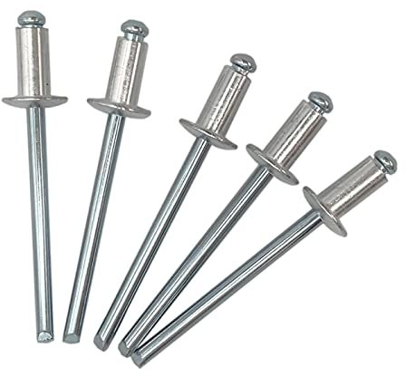 (400 Stück) Blindnieten 4,0 x 8 mm, Kuppelkopf offen Typ, DIN 7337, Aluminium Niet und Stahldorn Popnieten (400, 4,0 x 8 mm)