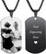 INBLUE Personalisierte Dog Tag Anhänger Halskette Gravur Text/Bilder/Erinnerung Foto Edelstahl Halskette für Männer Frauen Bündel mit Verstellbarer Kette, Schlüsselanhänger, Schalldämpfer(Schwarze)