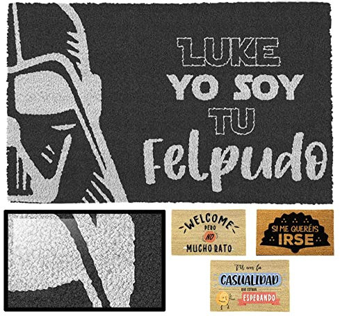 LucaHome - Felpudo Entrada casa Original y Divertido de Coco Natural - Felpudo Luke 40x60 - Ideal para Puertas de Exteriores Cubiertas, pasillos y entradas de hogares