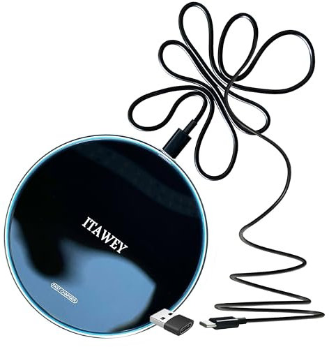 ITAWEY 15W Wireless Charger, long 1.5m Cable and USB Cable Adapter, Compatible with iPhone 15 14 13 12 11 XS XR X 8, Samsung Galaxy S23 S22 S21 S20 S10 S9 S8 S7, for all Qi Phones