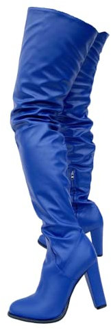 Stivali sexy e grosso con piattaforma sopra il ginocchio, stivali blu con tacchi alti, Frankie Hsu Fashion Chill Designer stile moderno stretto tacco alto stivale lungo per donne uomini US5-14, Blu,