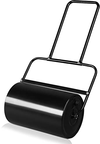 Outvita Lawn Roller, 10 Gallons Water and Sand Filled Garden Drum Roller with U Shaped Handle Tow beind Sod Roller for Planting, Seeding(Black)