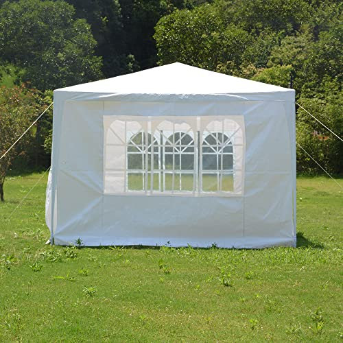 PE Garden Gazebo Marquee Canopy Party Tent 3 x 3m Waterproof Gazebo with 3 Zip Up Side Panels