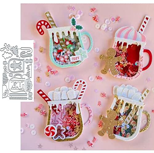 Weihnachtsbecher Shaker Metall Stanzformen Frohe Weihnachten Hirsch Lebkuchenmann Stanzformen Schablonen DIY Scrapbooking Dekorative Prägepapier Scrapbooking Kartenherstellung