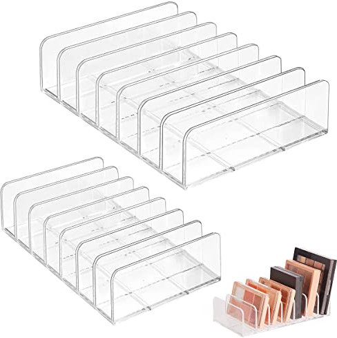 2 Stück Lidschatten Organizer, Make up Paletten Organizer mit 7 Fächern, Kosmetik Organizer Lidschatten Acryl Schminkaufbewahrung, Lidschatten Erröten Organizer für Schminktisch Waschtisch, 2 Größen