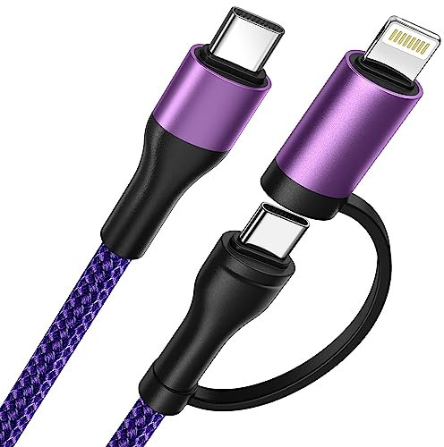 Multi USB Kabel, 2 in 1 Universal Ladekabel 2M 60W Schnellladekabel USB C Lightning Kabel für iPhone 15 Pro Max, iPad/iPad Pro/iPad Air/iPad Mini, Samsung S23/S24, Pixel 7/8, Huawei, Sony, LG, Oneplus