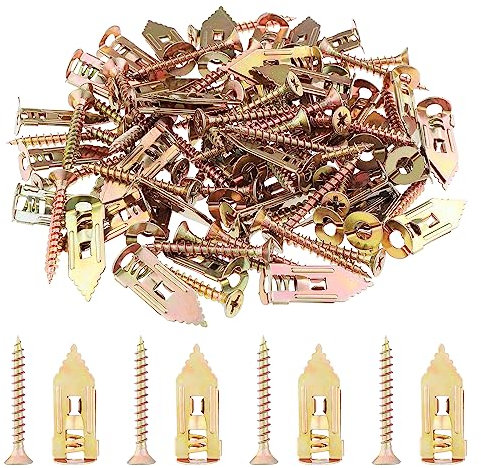 HSEAMALL 100Set Self Drilling Drywall Anchors with Screws, Hammer Drive Anchor Hollow Wall Anchor for Plasterboard 12x30mm (Self Drilling Anchor)