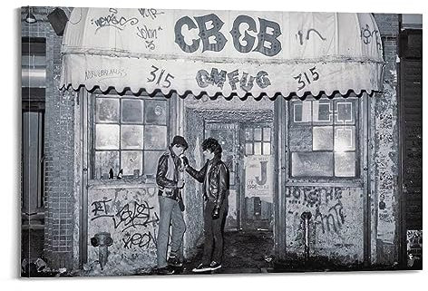 TeDe CBGB, ikonischer Punk Rock Music Club und Veranstaltungsort, dekoratives Gemälde, Druck, Leinwand, Wandkunst, Wohnzimmer, Schlafzimmer, Poster, Gemälde, 30 x 45 cm, Rahmenstil